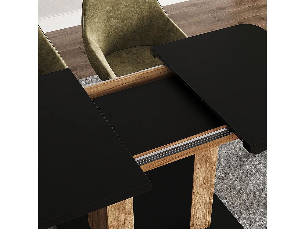 Table de salle à manger noir/chêne de force doré 120x80x76 fenaro