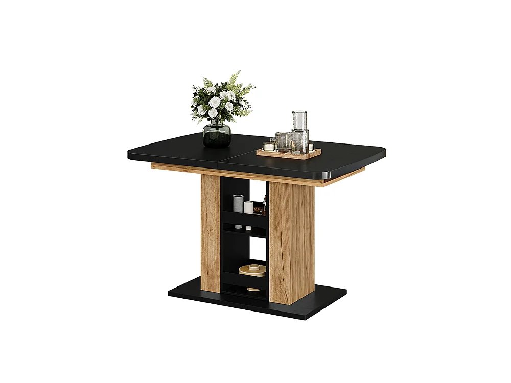 Table de salle à manger noir/chêne de force doré 120x80x76 fenaro