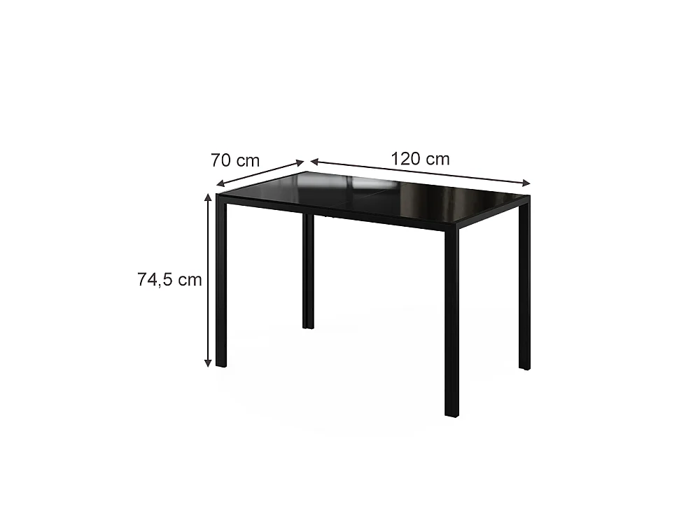 Dining table black/black 120x70x74.5 grand