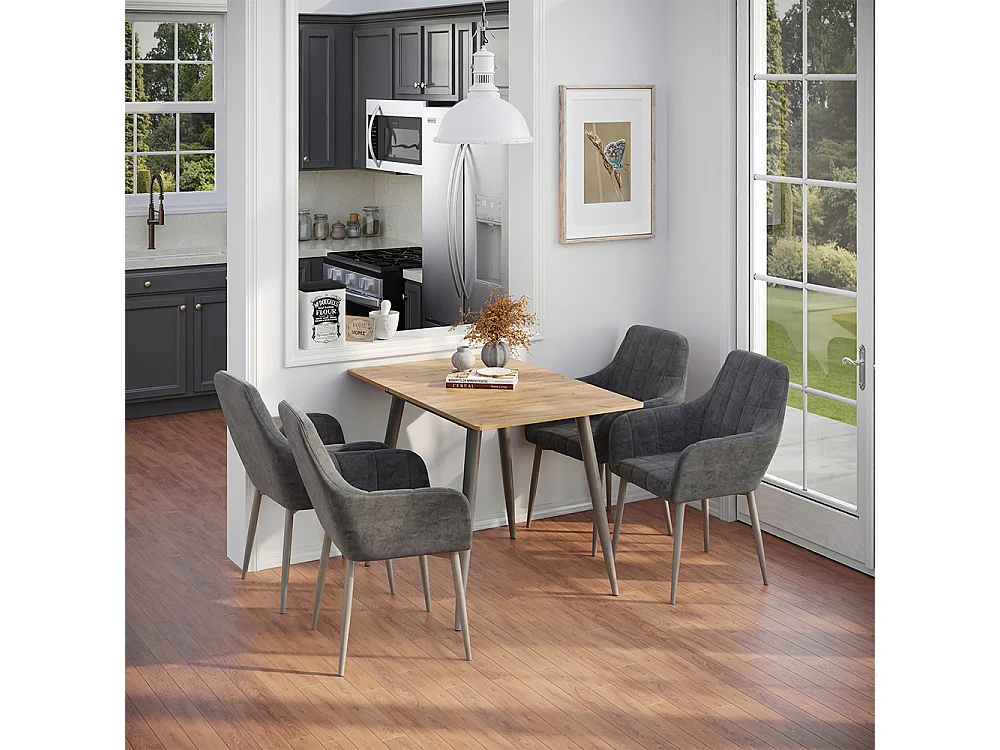 Table de salle à manger chêne de force doré/grège 80x70x75 beaver