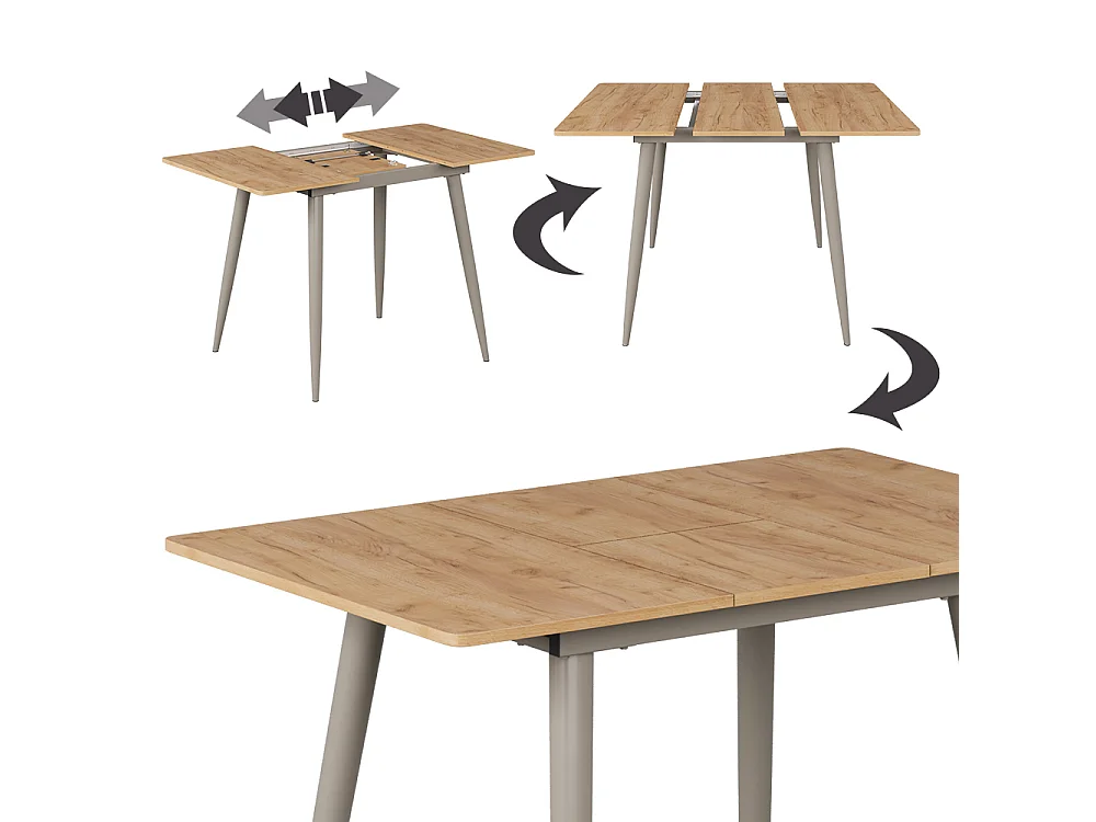 Table de salle à manger chêne de force doré/grège 80x70x75 beaver
