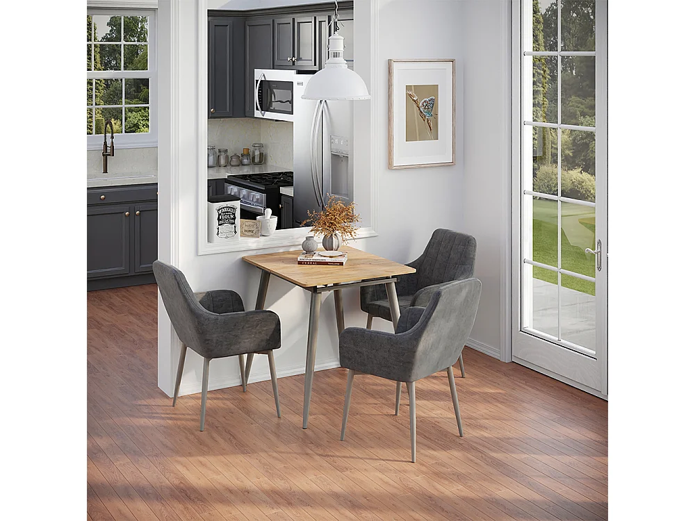 Table de salle à manger chêne de force doré/grège 80x70x75 beaver