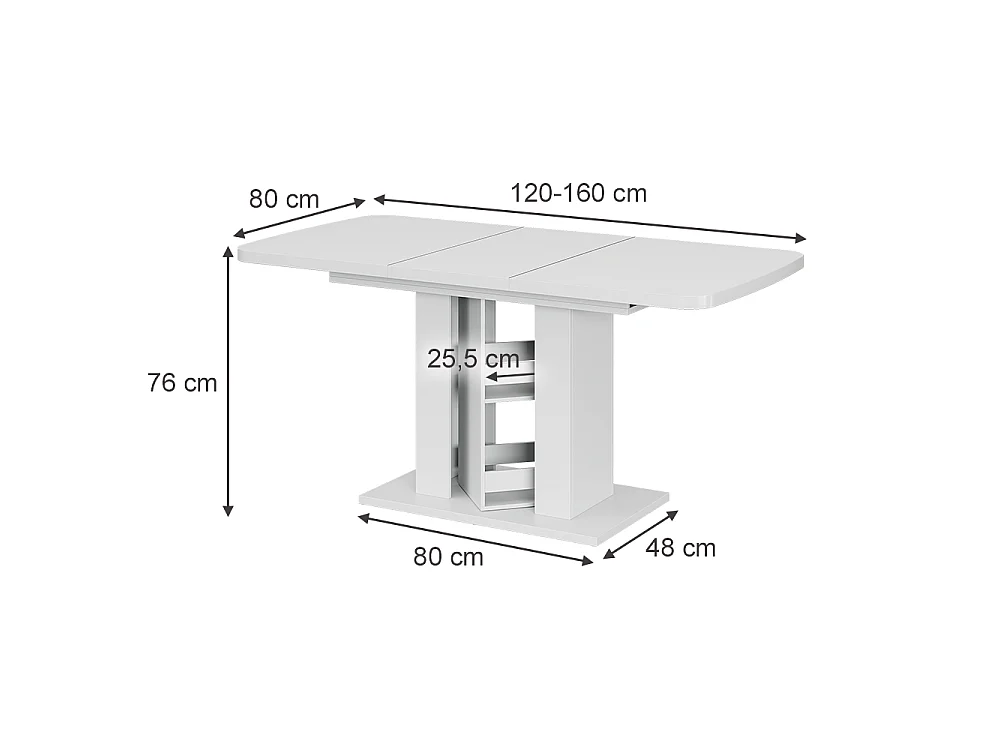 Dining table white 120x80x76 fenaro