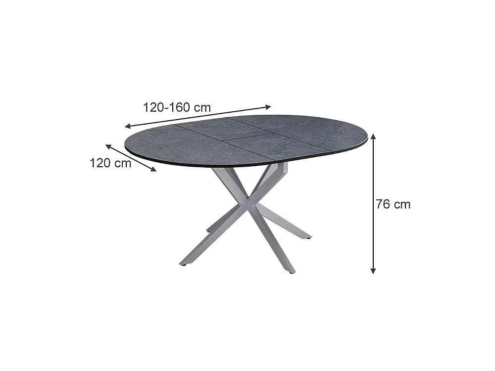 Table de salle à manger anthracite/gris 120x120x76.3 loyd