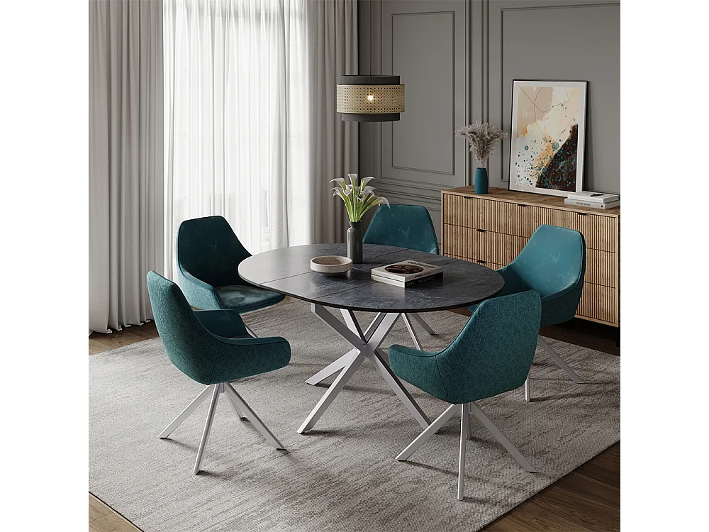 Table de salle à manger anthracite/gris 120x120x76.3 loyd