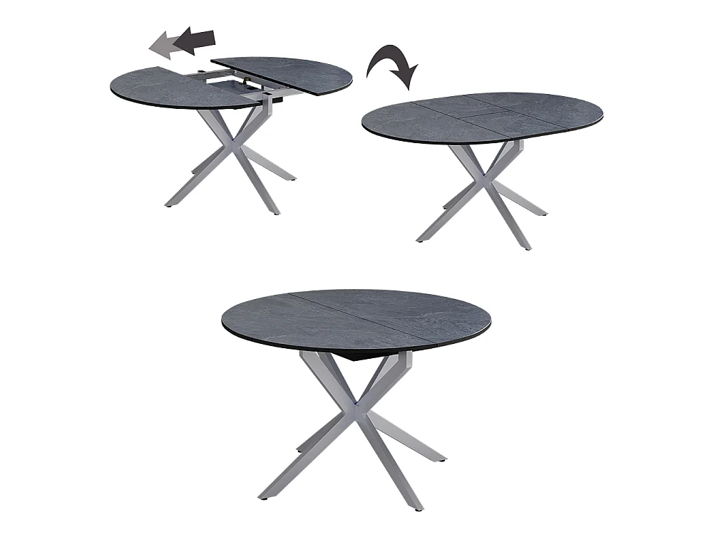 Table de salle à manger anthracite/gris 120x120x76.3 loyd