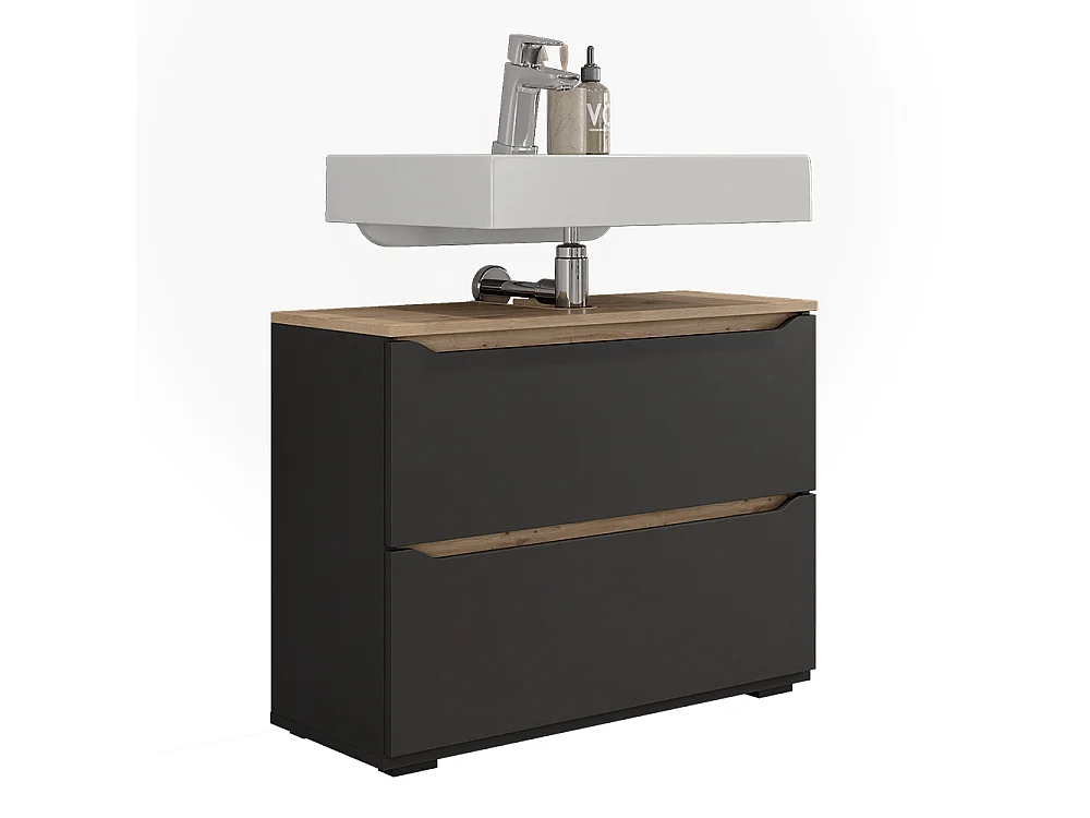 Meuble sous vasque simple anthracite/chêne artisan 80.2x31.8x62.5 ruben