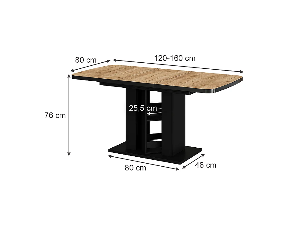 Dining table goldkraft oak/black 120x80x76 fenaro