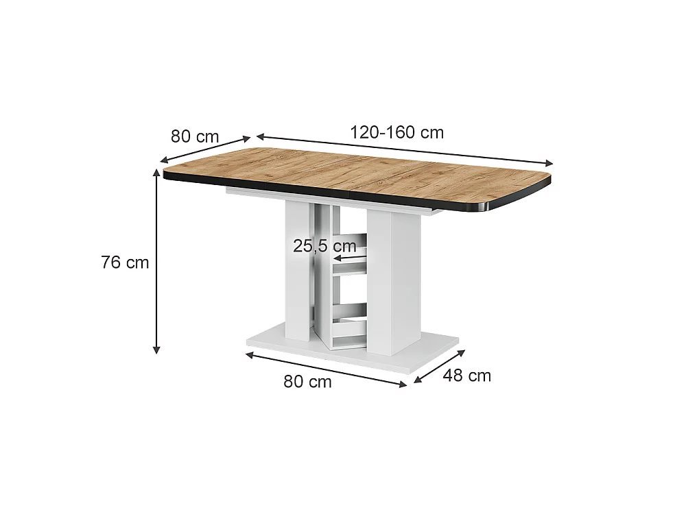 Dining table goldkraft oak/white 120x80x76 fenaro