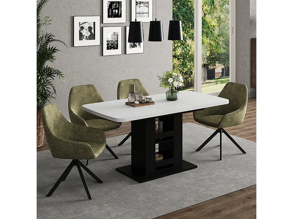 Dining table white/black 120x80x76 fenaro