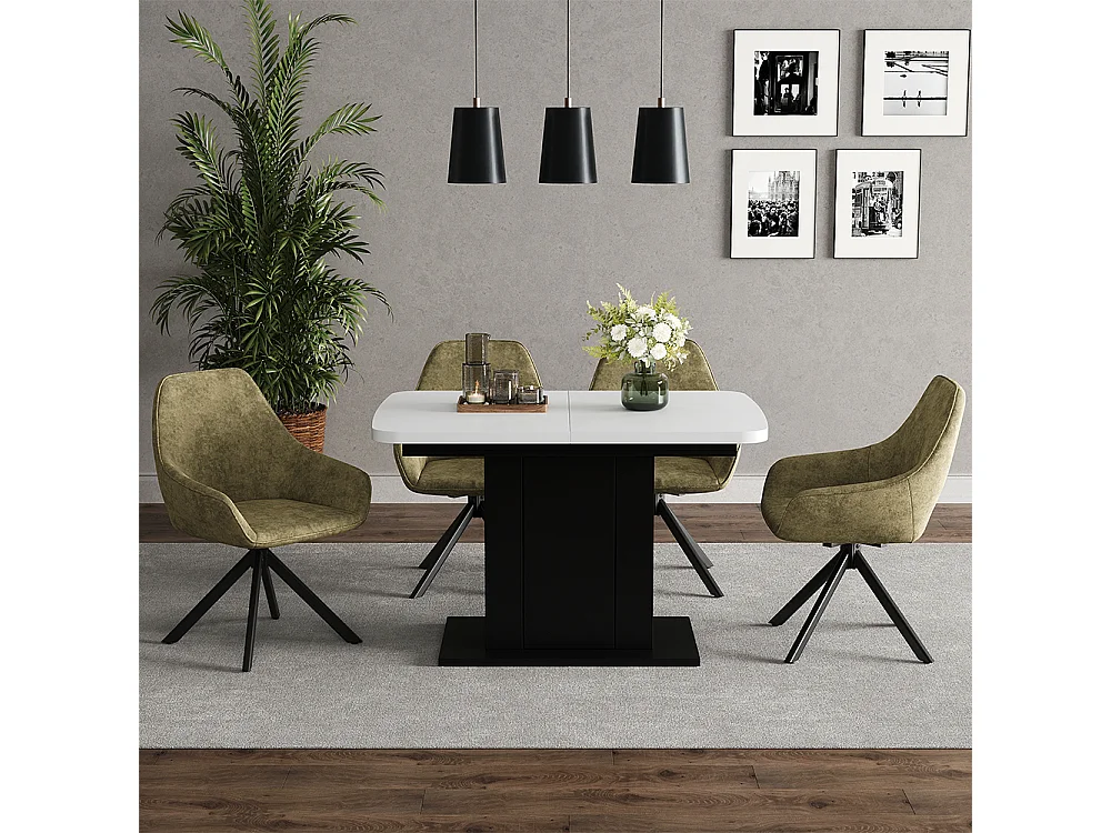 Dining table white/black 120x80x76 fenaro