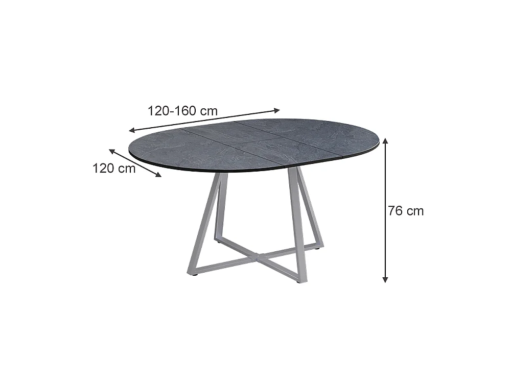 Table de salle à manger anthracite/gris 120x120x75.8 loyd