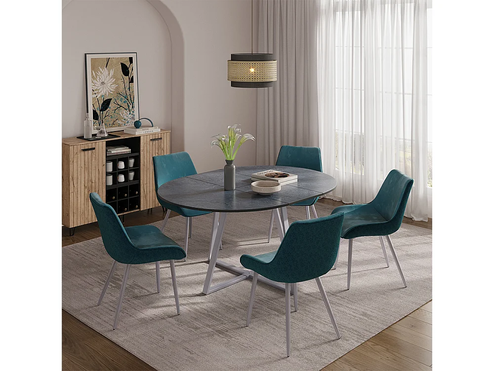 Table de salle à manger anthracite/gris 120x120x75.8 loyd