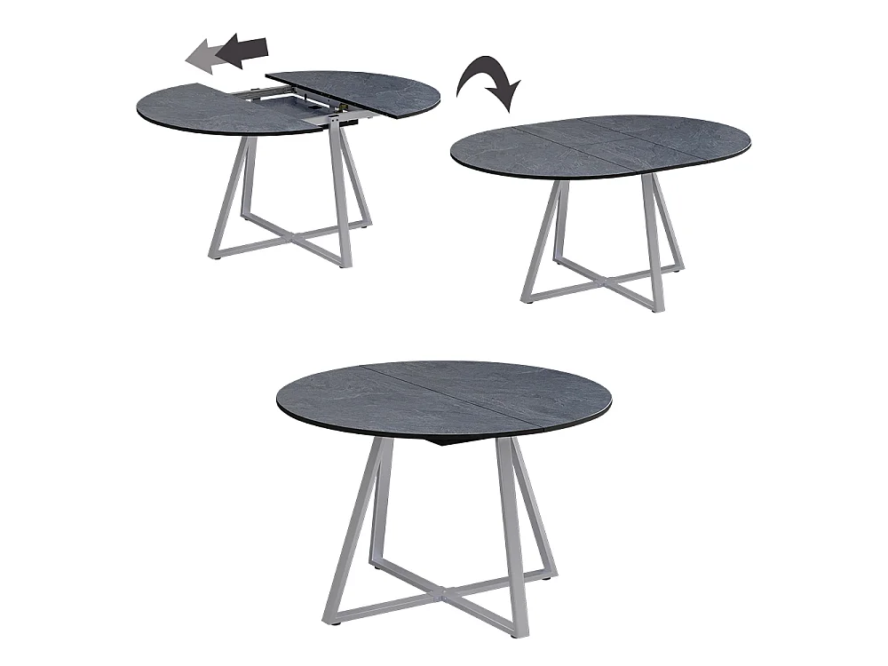 Table de salle à manger anthracite/gris 120x120x75.8 loyd