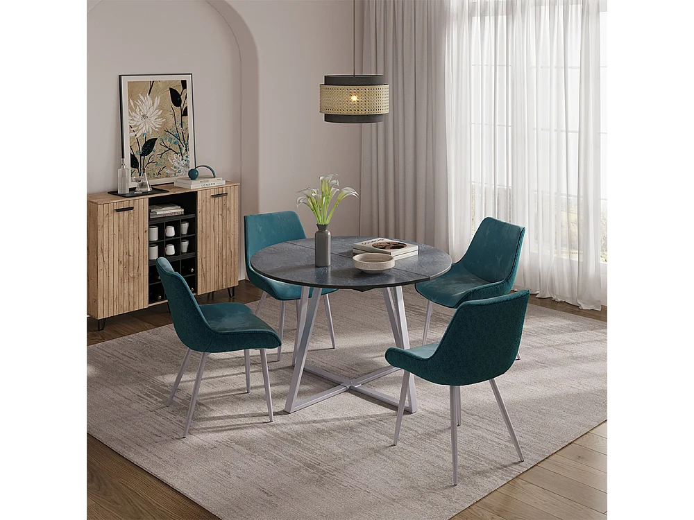 Table de salle à manger anthracite/gris 120x120x75.8 loyd