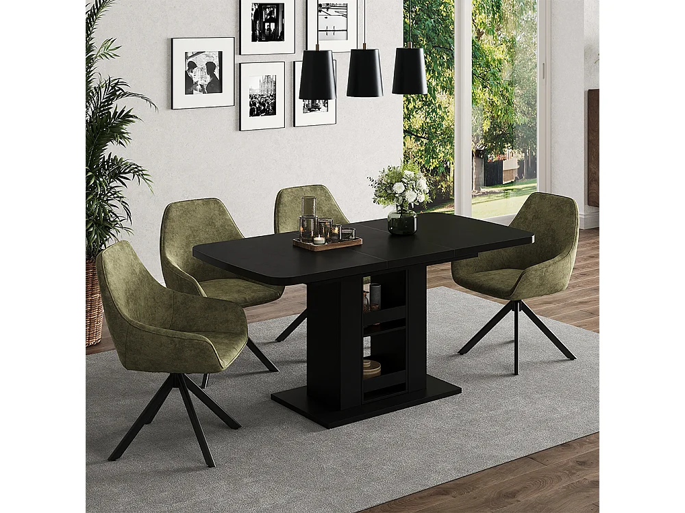 Dining table black 120x80x76 fenaro