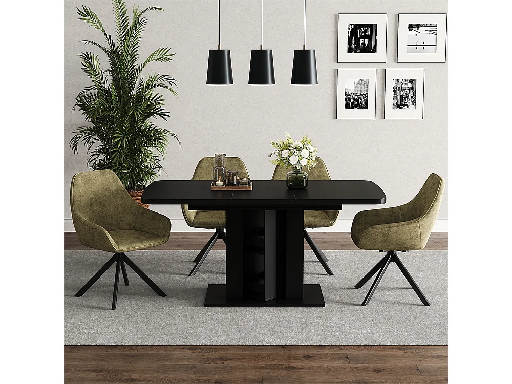 Dining table black 120x80x76 fenaro