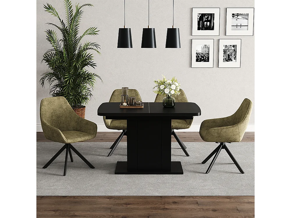 Dining table black 120x80x76 fenaro