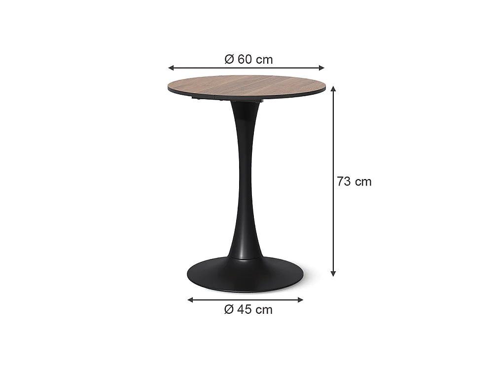 Dining table walnut/black 60x60x73 carl