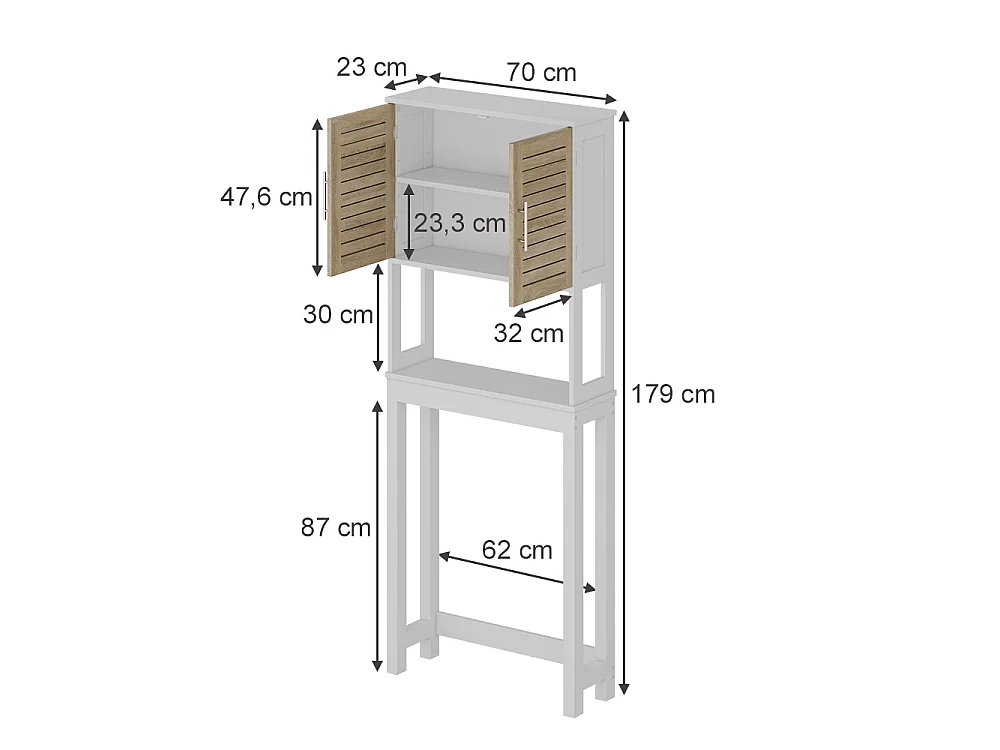 Armario de aseo blanco/roble 70x23x180 looma
