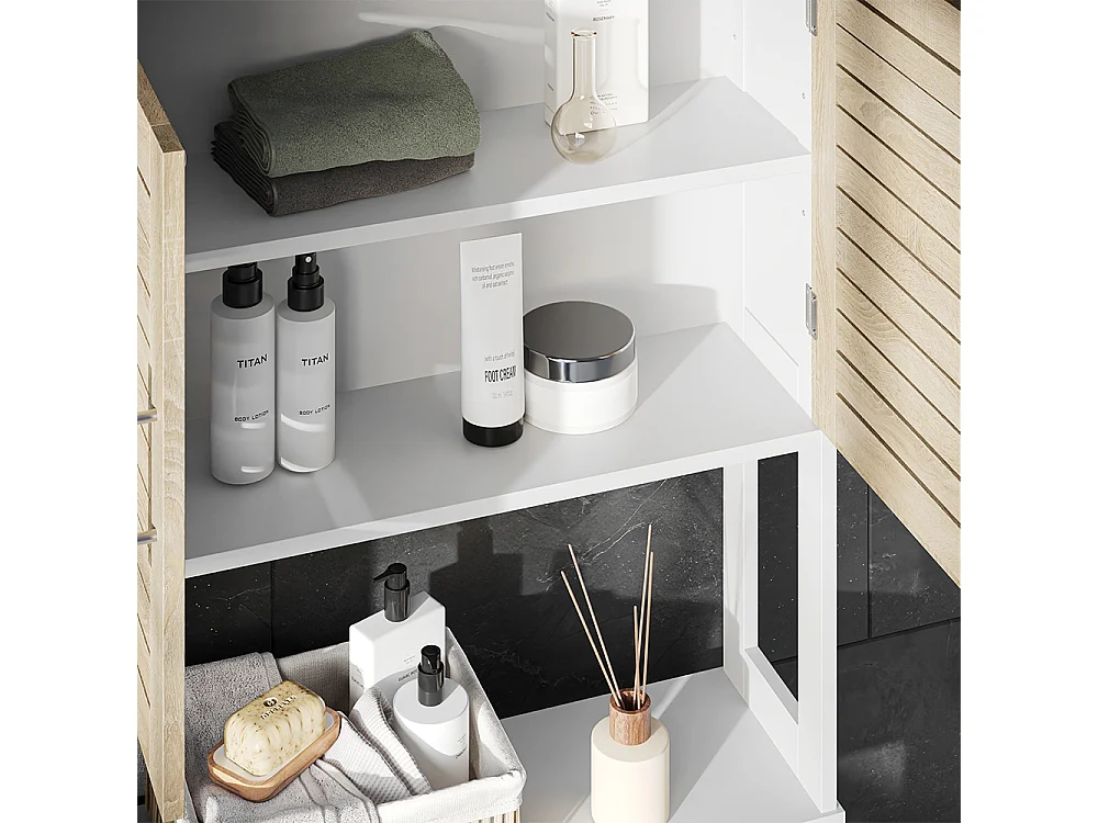 Armario de aseo blanco/roble 70x23x180 looma