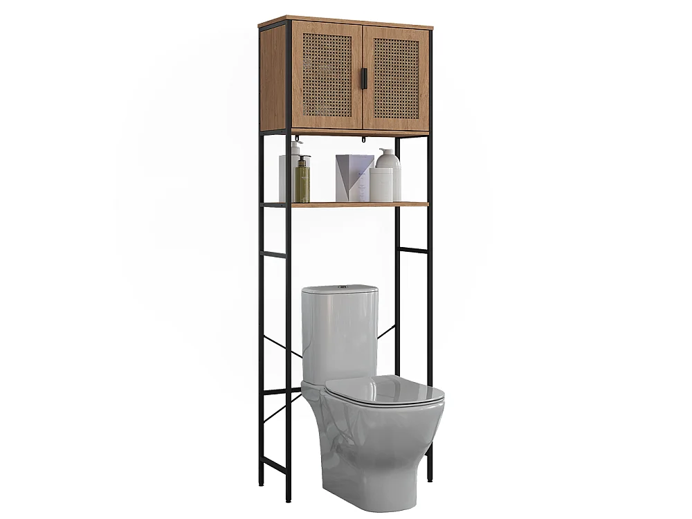 Armario de aseo roble/negro 64x27x180 linara
