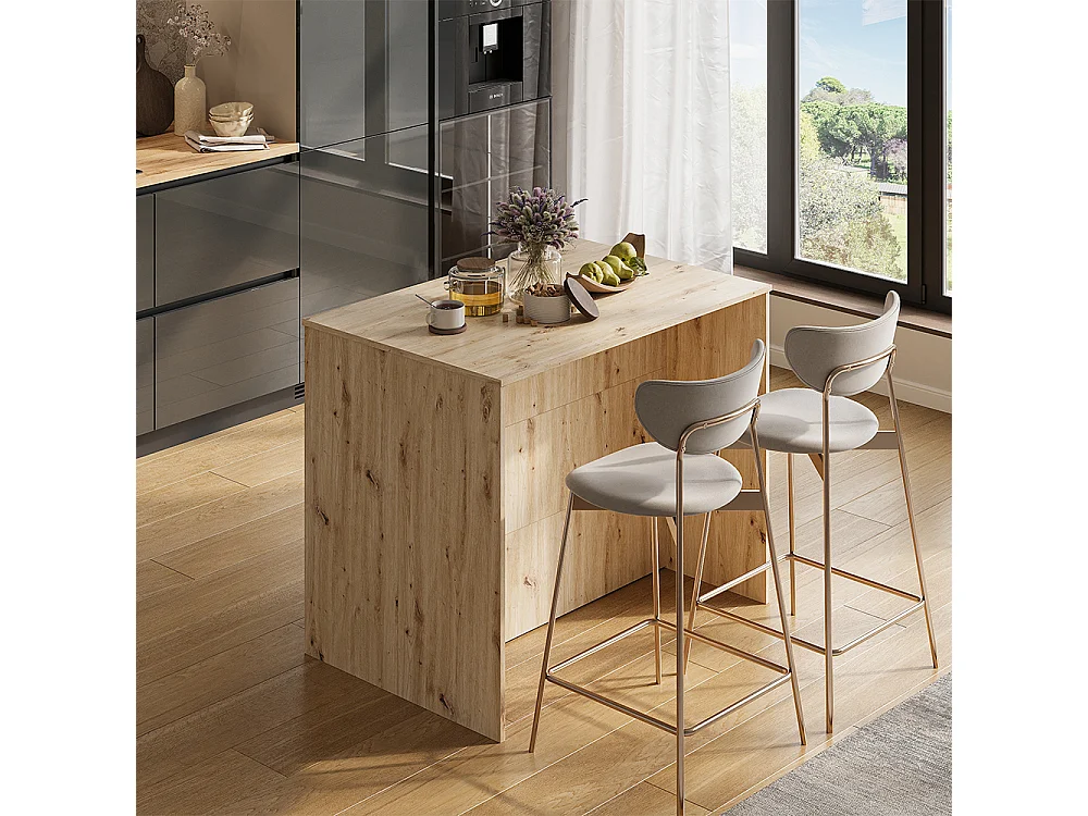 Mesa de bar roble artesanal/cachemira 105x70x85.5 aventi
