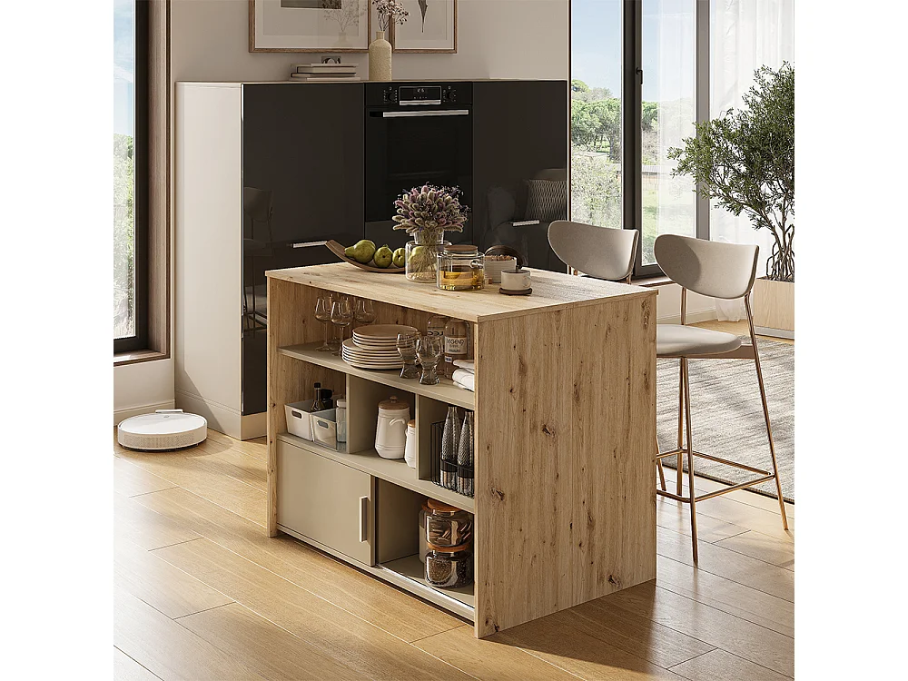 Mesa de bar roble artesanal/cachemira 105x70x85.5 aventi