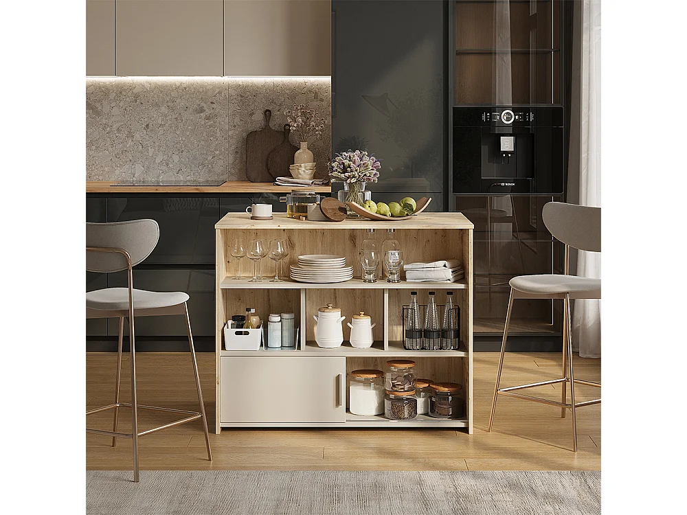 Mesa de bar roble artesanal/cachemira 105x70x85.5 aventi