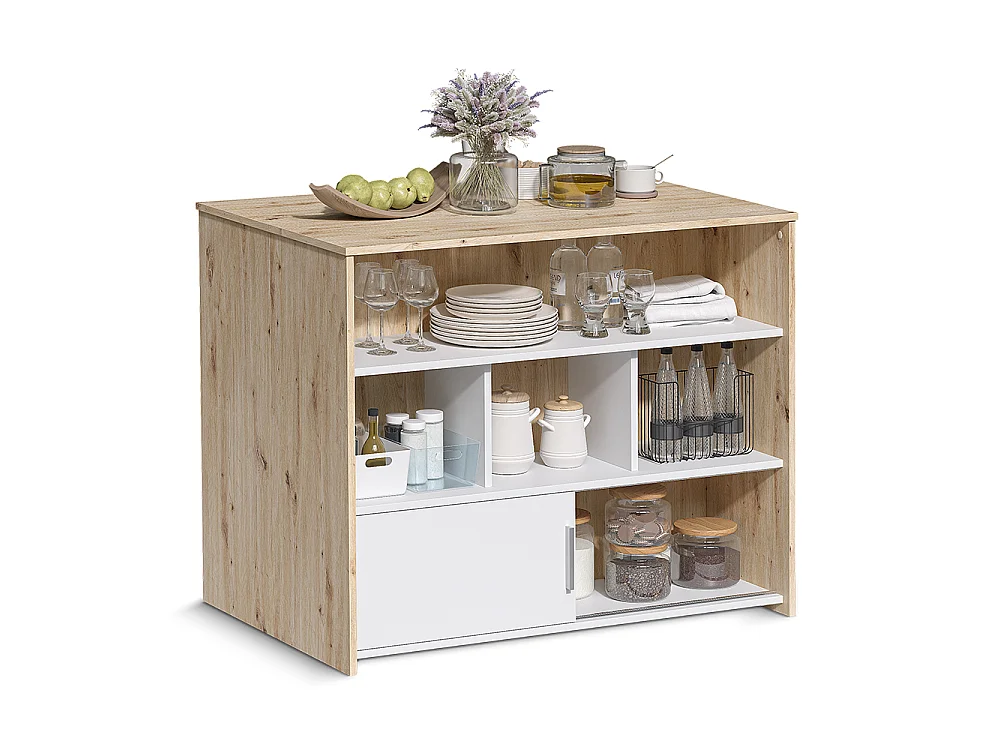 Mesa de bar roble artesanal/blanco 105x70x85.5 aventi