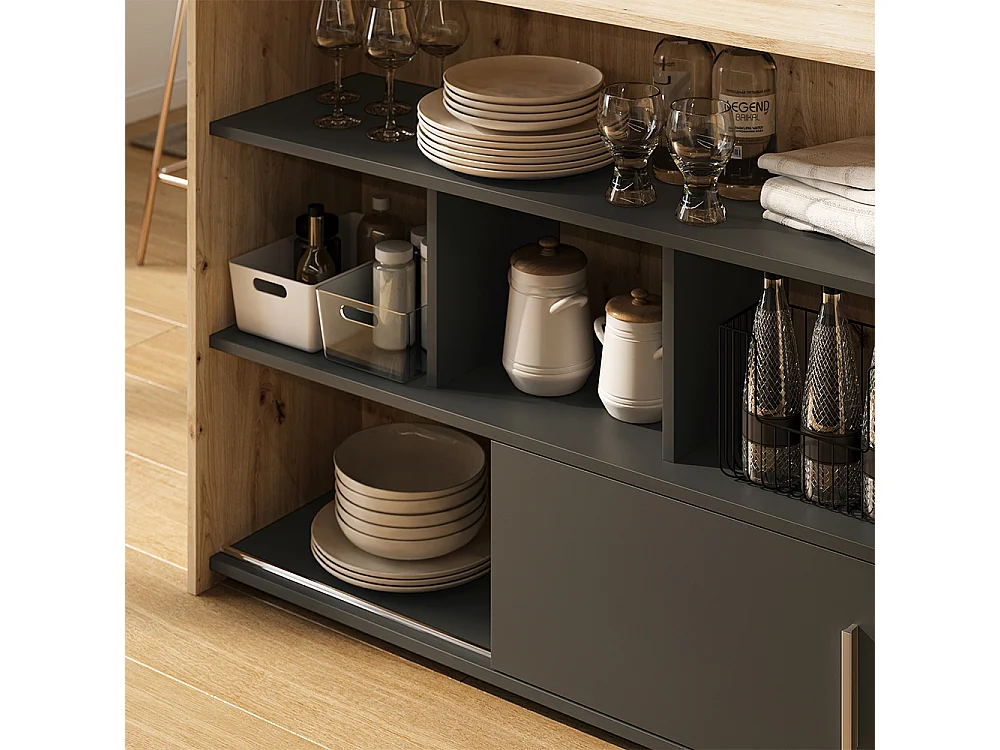 Mesa de bar roble artesanal/antracita 105x70x85.5 aventi