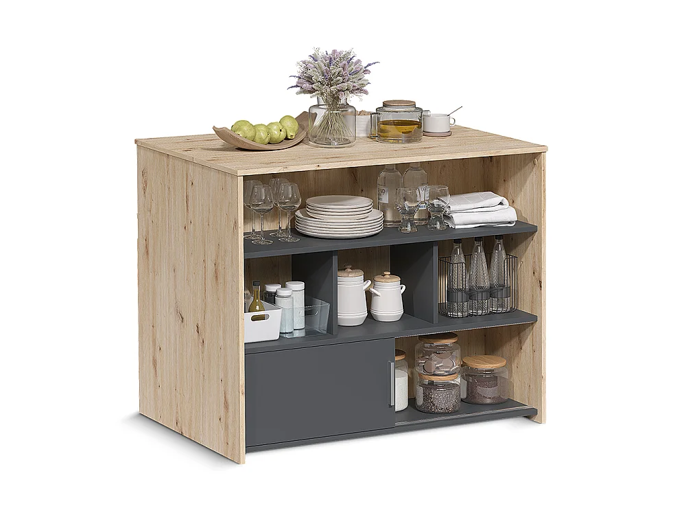 Mesa de bar roble artesanal/antracita 105x70x85.5 aventi