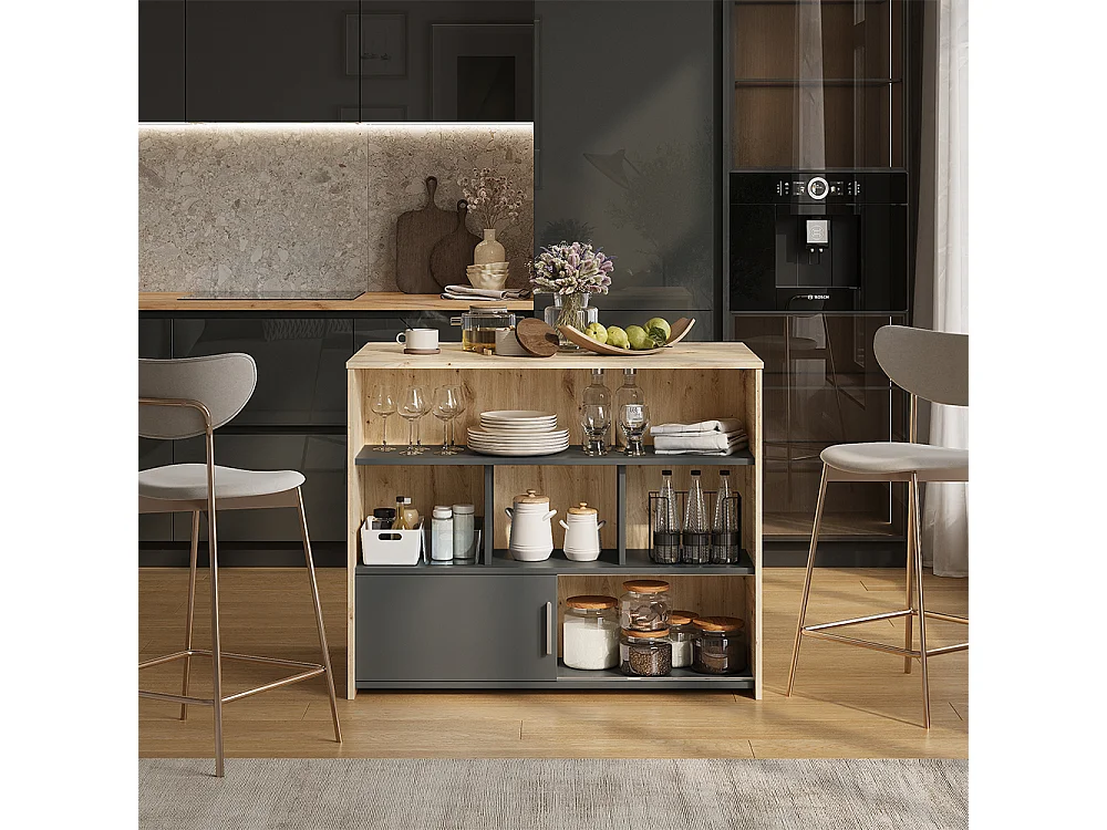 Mesa de bar roble artesanal/antracita 105x70x85.5 aventi