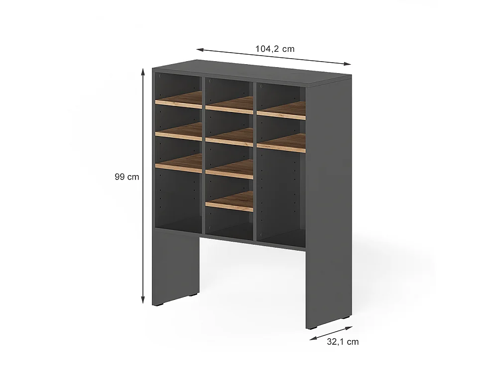 Armoire à chaussures anthracite/chêne de force doré 78.6x32.1x99 hermia