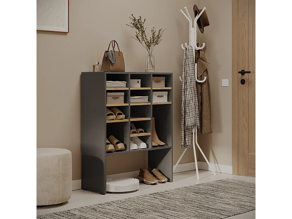 Armoire à chaussures anthracite/chêne de force doré 78.6x32.1x99 hermia