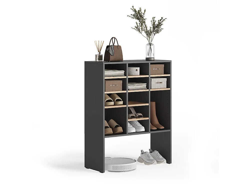 Armoire à chaussures anthracite/chêne de force doré 78.6x32.1x99 hermia
