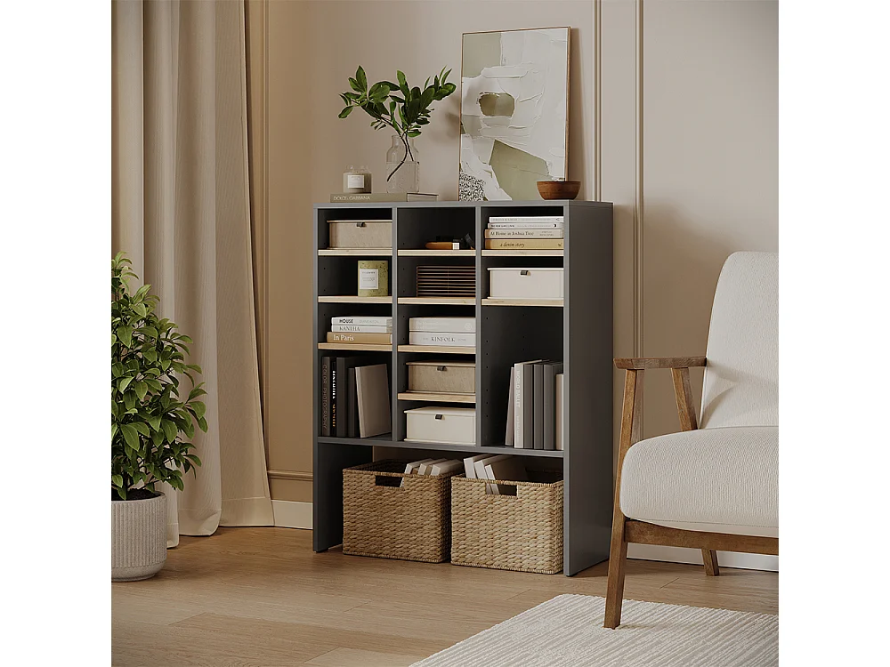 Armoire à chaussures anthracite/chêne de force doré 78.6x32.1x99 hermia