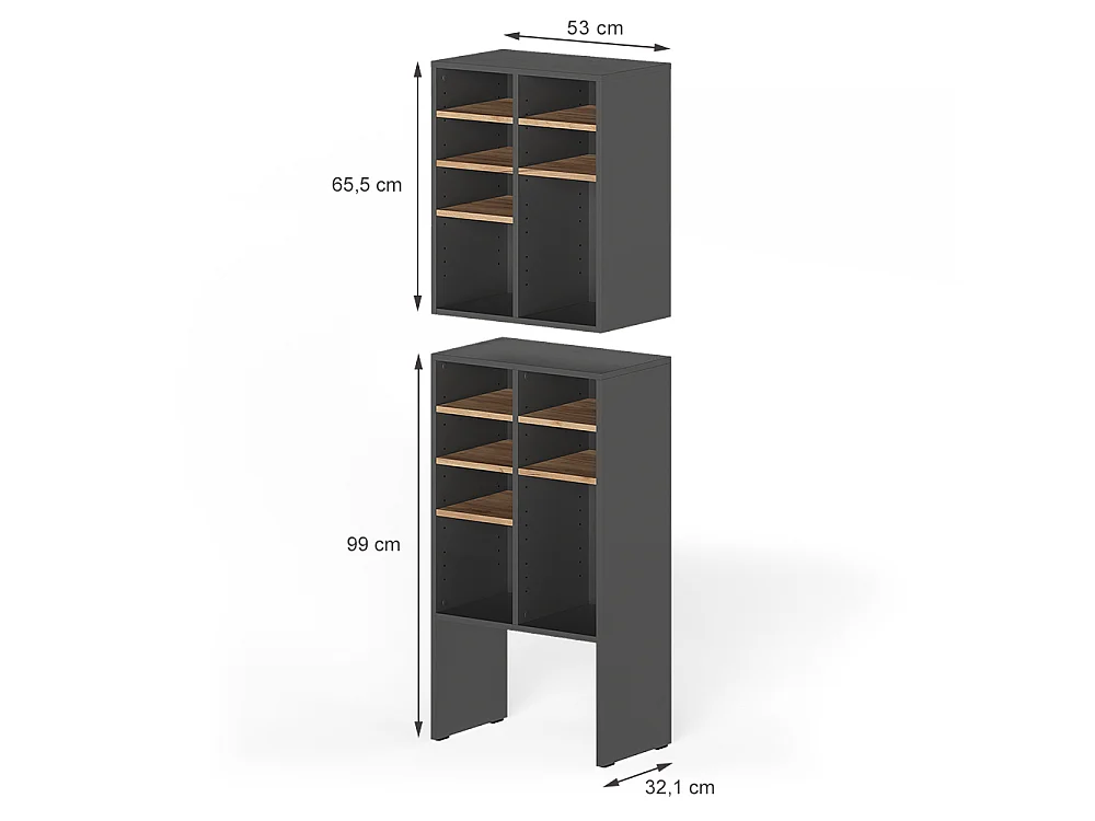 Armoire à chaussures anthracite/chêne de force doré 53x32.1x65.5 lysander