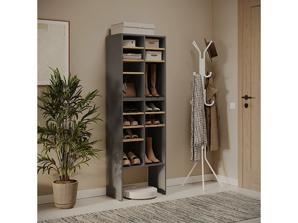 Armoire à chaussures anthracite/chêne de force doré 53x32.1x65.5 lysander
