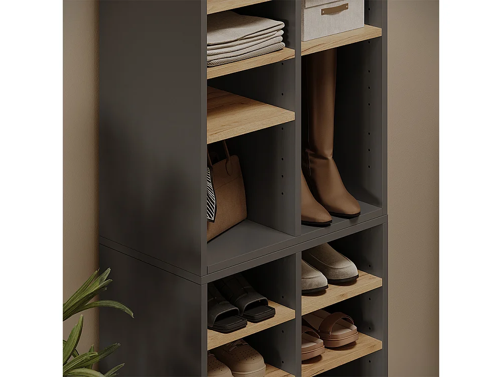 Armoire à chaussures anthracite/chêne de force doré 53x32.1x65.5 lysander