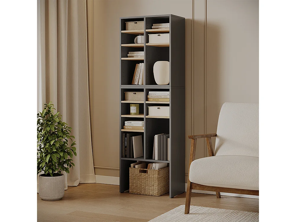 Armoire à chaussures anthracite/chêne de force doré 53x32.1x65.5 lysander