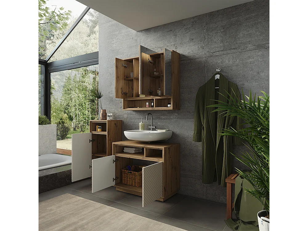 Badrumsmöbelset kaschmir/hantverks ek 80x40x64 beatrice