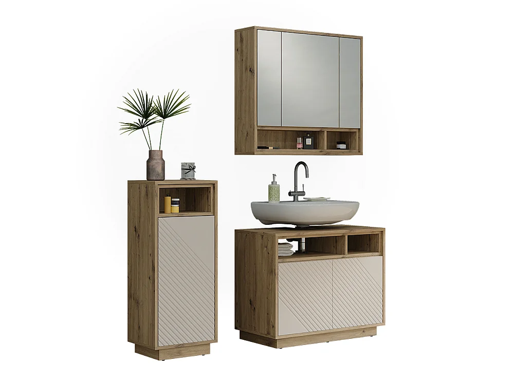 Badrumsmöbelset kaschmir/hantverks ek 80x40x64 beatrice