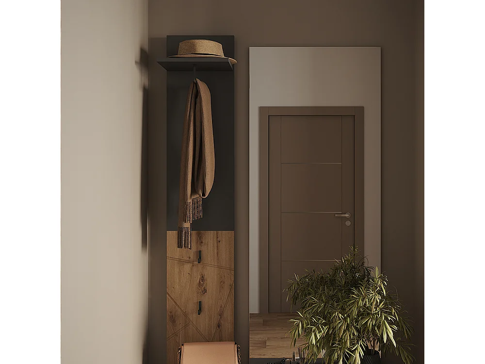 Portemanteau mural anthracite/artisan 31x27x160 irma