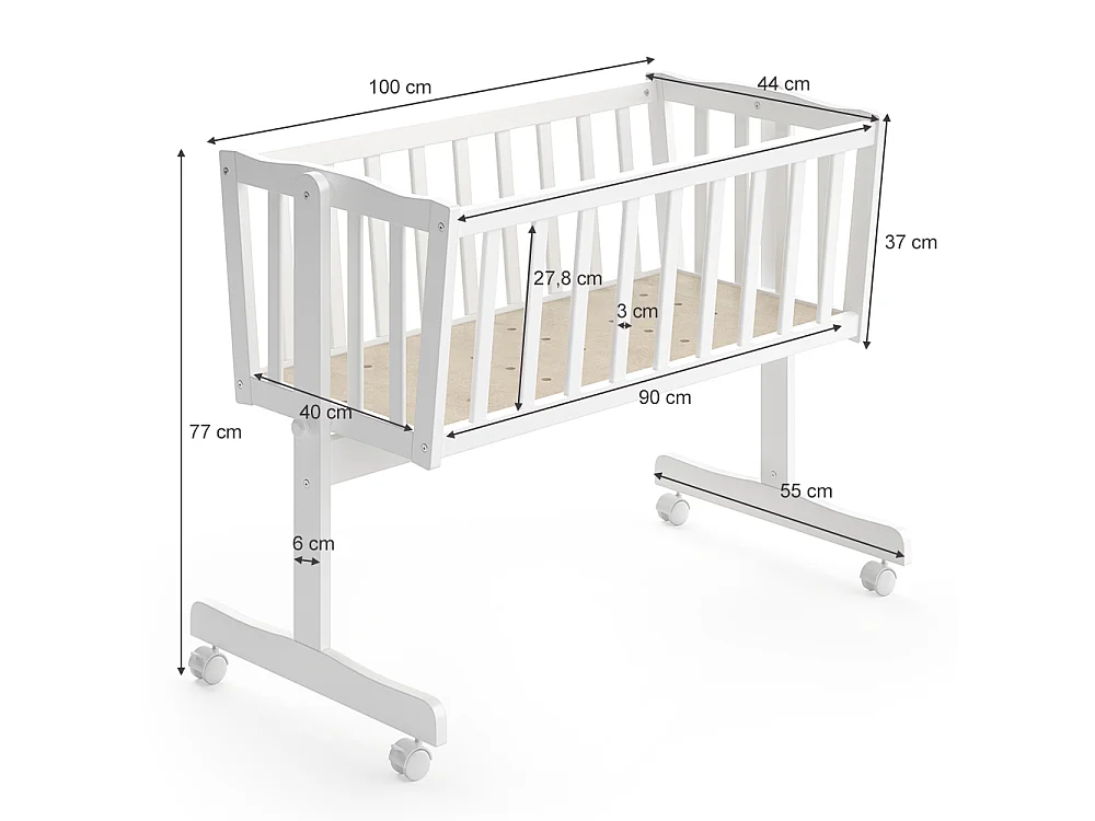 Lit bébé blanc 100x44x77 noah
