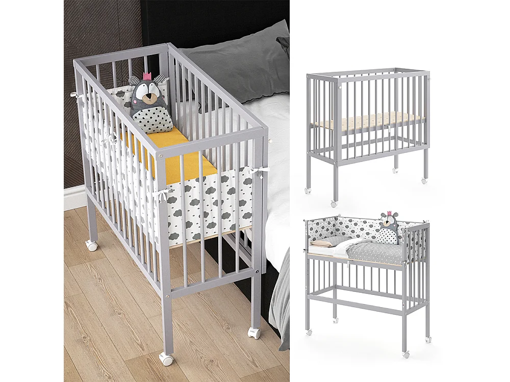 Lit dappoint gris 94x42.5x96 sophie