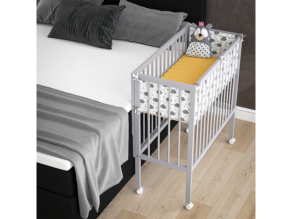 Lit dappoint gris 94x42.5x96 sophie