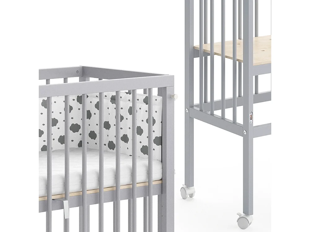 Lit dappoint gris 94x42.5x96 sophie