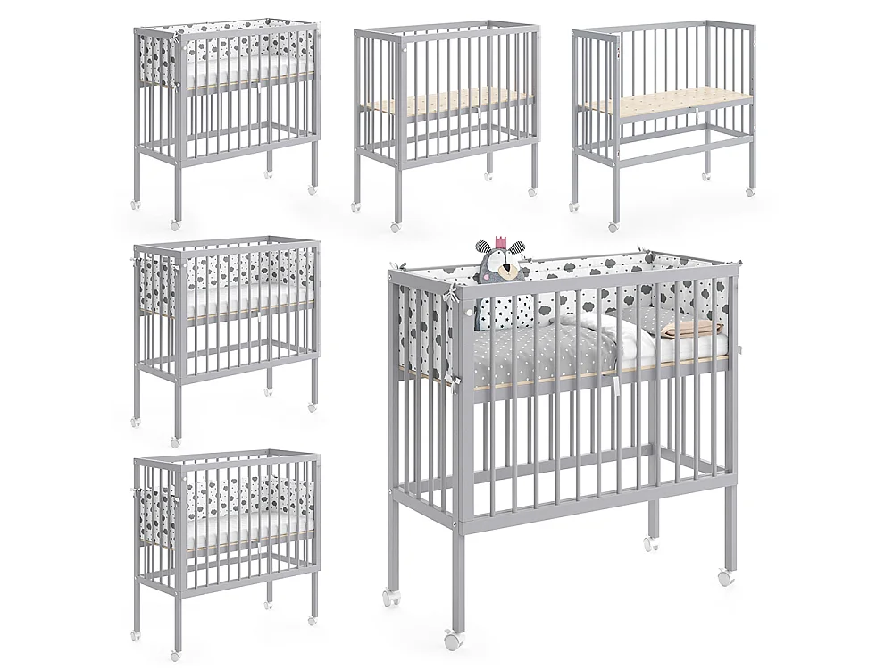 Lit dappoint gris 94x42.5x96 sophie