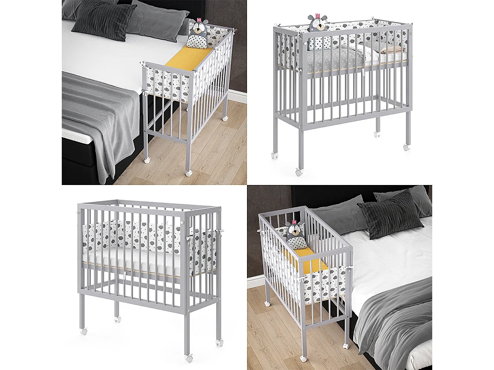 Lit dappoint gris 94x42.5x96 sophie